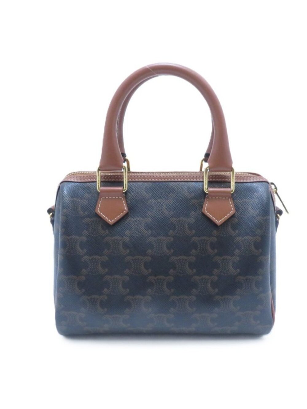 Celine Triomphe 2-Way Black Brown Leather Shoulder Bag